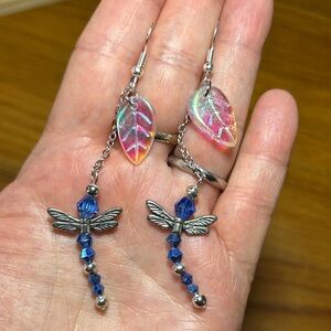 3/$25 Blue Dragonfly Dangle Earrings